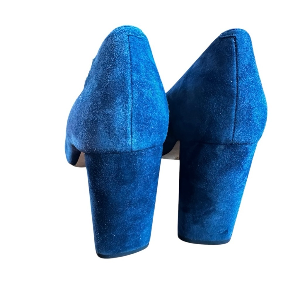 Tory Burch Elizabeth 85mm Round Toe Block Heel Pumps Blue Suede Size 10.5​ - Picture 6 of 13